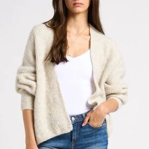 DVF Drop Down Cardigan Sweater,
Ivory Gold Metallic Knit, Wool Bland